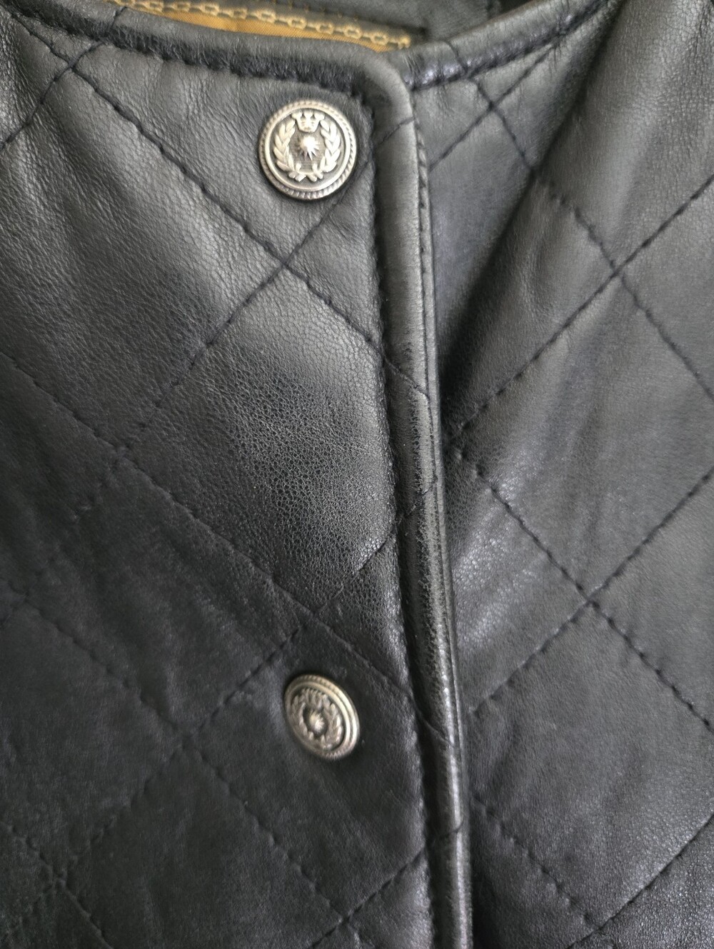 Vintage Express Quilted Leather Bomber Jacket L Parisian Moto Street Style Y2K - Picture 4 of 12